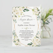 Charm Watercolour Witte Bloem Gouden Bruiloft Fees Kaart (Staand voorkant)