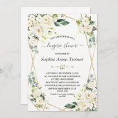 Charm Watercolour Witte Bloem Gouden Bruiloft Fees Kaart (Voorkant / Achterkant)