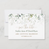 Charm Waterverf Airy Greenery Gold Wedding Save The Date (Voorkant)