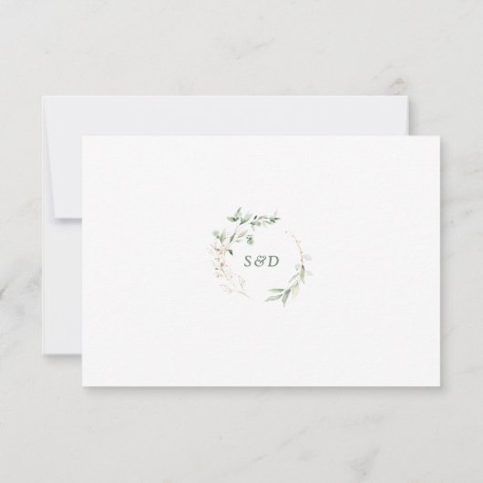 Charm Waterverf Airy Greenery Gold Wedding Save The Date (Achterkant)