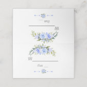 Charm Waterverf Blauwe Bloemen Trouwtafel Nummer Plaatskaartje (Buitenkant ongevouwen)