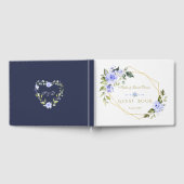Charm Waterverf Blue Floral Navy Wedding Gastenboek (Volledig)