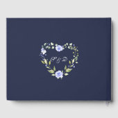 Charm Waterverf Blue Floral Navy Wedding Gastenboek (Achterkant)