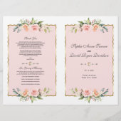 Charm Waterverf Blush Floral Gold Wedding Program Flyer (Voorkant)