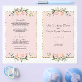 Charm Waterverf Blush Floral Gold Wedding Program Flyer (Enkel)
