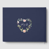 Charm Waterverf Blush Floral Navy Wedding Gastenboek (Achterkant)