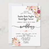 Charm Waterverf Blush Pink Floral Wedding Kaart (Voorkant)