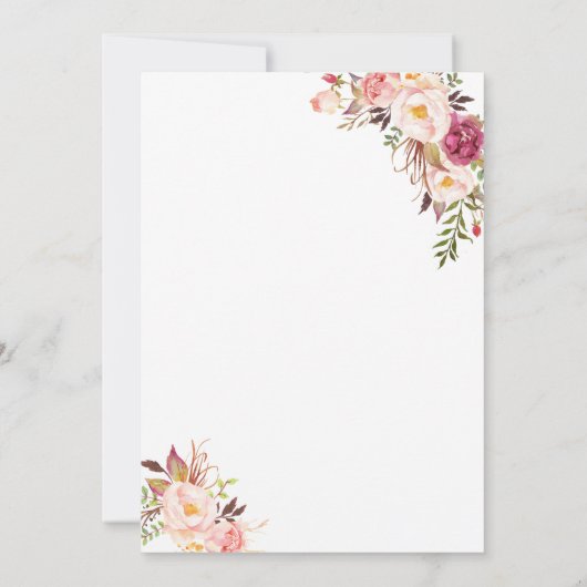 Charm Waterverf Blush Pink Floral Wedding Kaart (Achterkant)