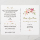 Charm Waterverf Blush Pink Floral Wedding Programm Flyer (Voorkant)