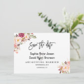 Charm Waterverf Blush Roze Bloemen Save The Date (Staand voorkant)