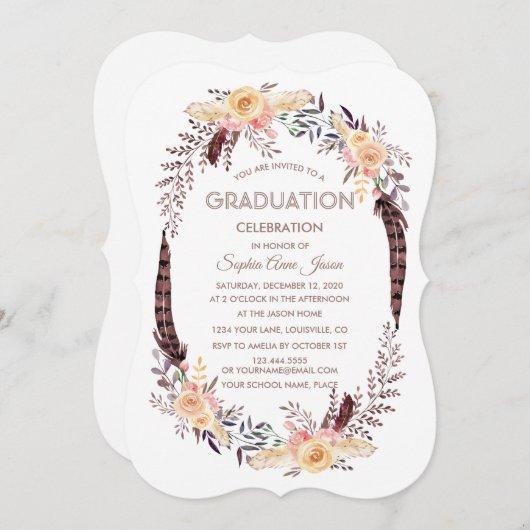 Charm Waterverf Boho Floral AFSTUDEREN Kaart (Voorkant / Achterkant)