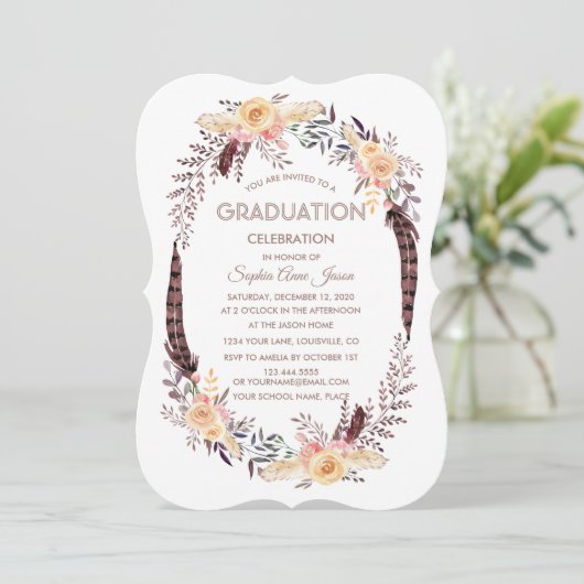 Charm Waterverf Boho Floral AFSTUDEREN Kaart (Staand voorkant)