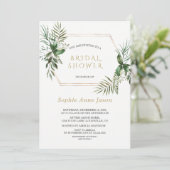 Charm Waterverf Greenery Gold Lijst Vrijgezellenfe Kaart (Staand voorkant)