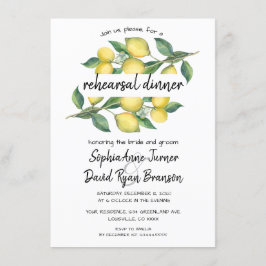 Charm Waterverf Lemon Tropical Rehearsal Dinner Kaart