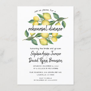 Charm Waterverf Lemon Tropical Rehearsal Dinner Kaart