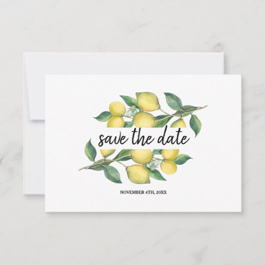 Charm Waterverf Lemon Tropical Save the Date (Voorkant)