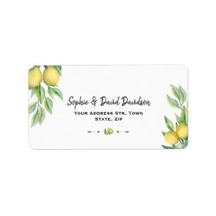 Charm Waterverf Lemon Tropical Wedding Etiket