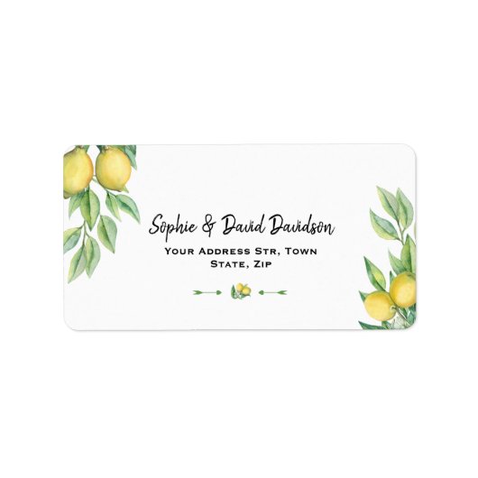 Charm Waterverf Lemon Tropical Wedding Etiket (Voorkant)