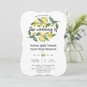 Charm Waterverf Lemon Tropical Wedding Kaart (Staand voorkant)