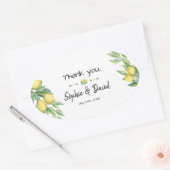 Charm Waterverf Lemon Tropical Wedding Ovale Sticker (Envelop)