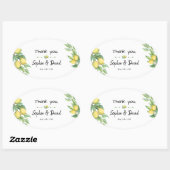 Charm Waterverf Lemon Tropical Wedding Ovale Sticker (Vel)