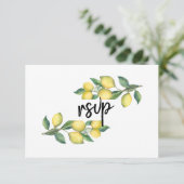 Charm Waterverf Lemon Tropical Wedding RSVP (Staand voorkant)