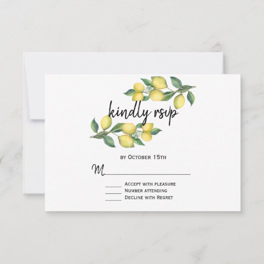 Charm Waterverf Lemon Tropical Wedding RSVP (Achterkant)