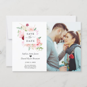 Charm Waterverf Pink Red Flowers Foto Weddenschap Save The Date