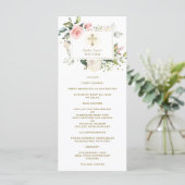 Charm Waterverf Roze Blush Cream Floral Baptisme Menu (Staand voorkant)