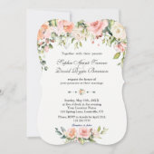 Charm Waterverf Roze Crème Bloemige Trouw Kaart (Voorkant)