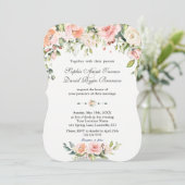 Charm Waterverf Roze Crème Bloemige Trouw Kaart (Staand voorkant)