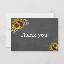 Charm Waterverf Sunflower Chalkboard Wedding Bedankkaart