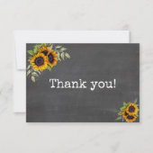 Charm Waterverf Sunflower Chalkboard Wedding Bedankkaart (Voorkant)
