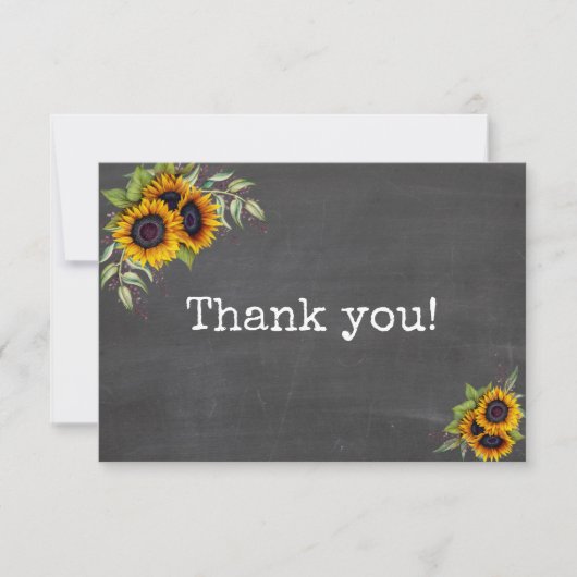 Charm Waterverf Sunflower Chalkboard Wedding Bedankkaart (Voorkant)