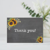 Charm Waterverf Sunflower Chalkboard Wedding Bedankkaart (Staand voorkant)
