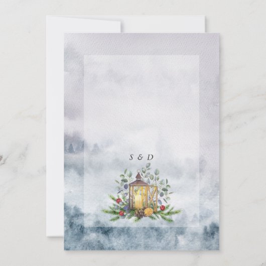 Charm Waterverf Winter Scene kerstbruiloft Kaart (Achterkant)