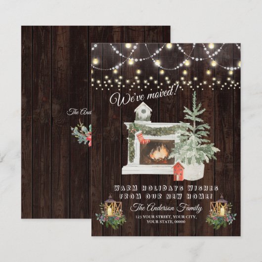Charm We Have Moved Winter Vakantie Stemming Kaart (Voorkant / Achterkant)