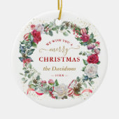 Charm we wensen u een prettig kerstfeest.. weddens keramisch ornament (Voorkant)