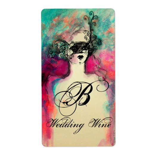 CHARM WEDDING WINE MONOGRAM ETIKET (Voorkant)