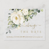 Charm Wedding Witte Bloemen Verander de datum Briefkaart (Voorkant)
