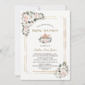 Charm White Blush Flowers Gold Bridal Tea I Kaart (Voorkant)