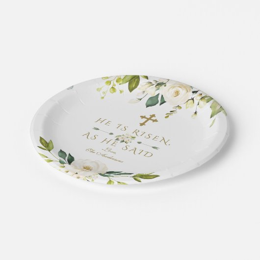 Charm White Cream Flowers Hij is een goudpaasmaker Papieren Bordje (Gekanteld)