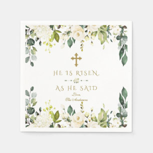 Charm White Cream Flowers Hij is een goudpaasmaker Servet