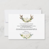 Charm White Cream Ivoor Bloemen Antlers bruiloft Bedankkaart (Achterkant)