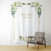 Charm White Floral Gold Lijst Foto Booth Backdrop Wandkleed (In situ)