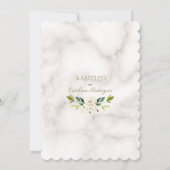 Charm White Floral Spain Invitacion De Bautizo Kaart (Achterkant)