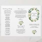 Charm White Floral Wreath Tri+Fold Wedding Program Flyer (Voorkant)