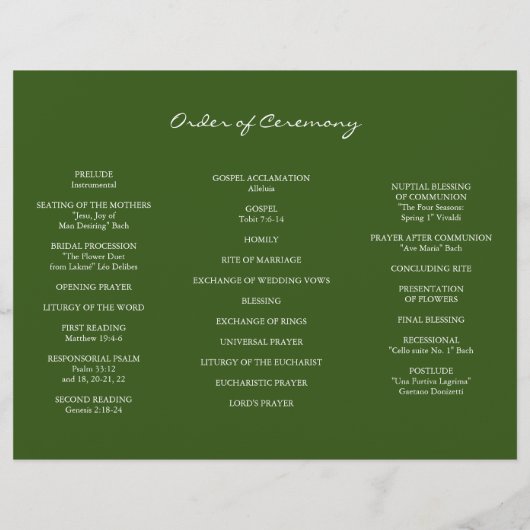 Charm White Floral Wreath Tri+Fold Wedding Program Flyer (Achterkant)