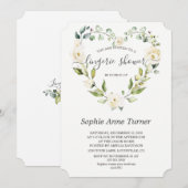 Charm White Flowers Calligraphy Lingerie Shower Kaart (Voorkant / Achterkant)