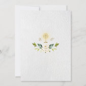 Charm White Flowers Gold First Heilige Communie Kaart (Achterkant)